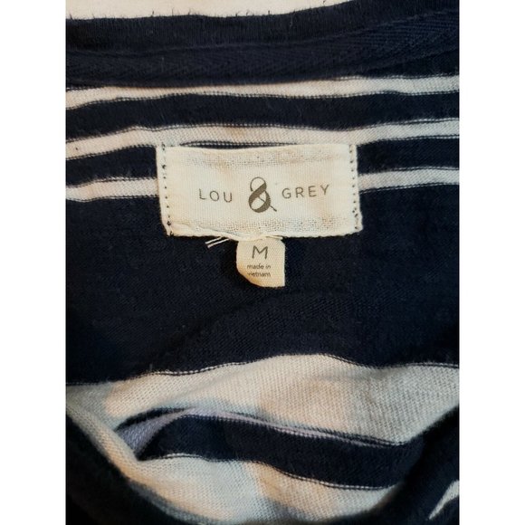 Lou & Grey Casual T-Shirt Dress Size M Short Sleeves Knee Length Blue stripe - Picture 4 of 11